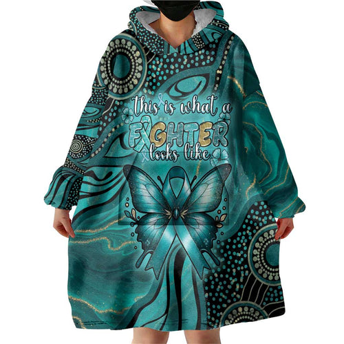 Personalised Ovarian Cancer Awareness Wearable Blanket Hoodie This Is What A Fighter Looks Like