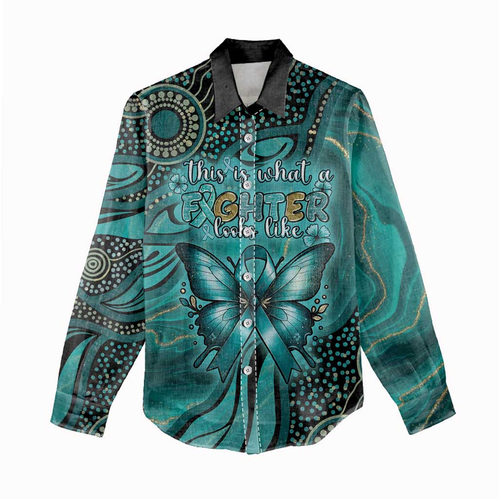 Personalised Ovarian Cancer Awareness Women Casual Shirt This Is What A Fighter Looks Like