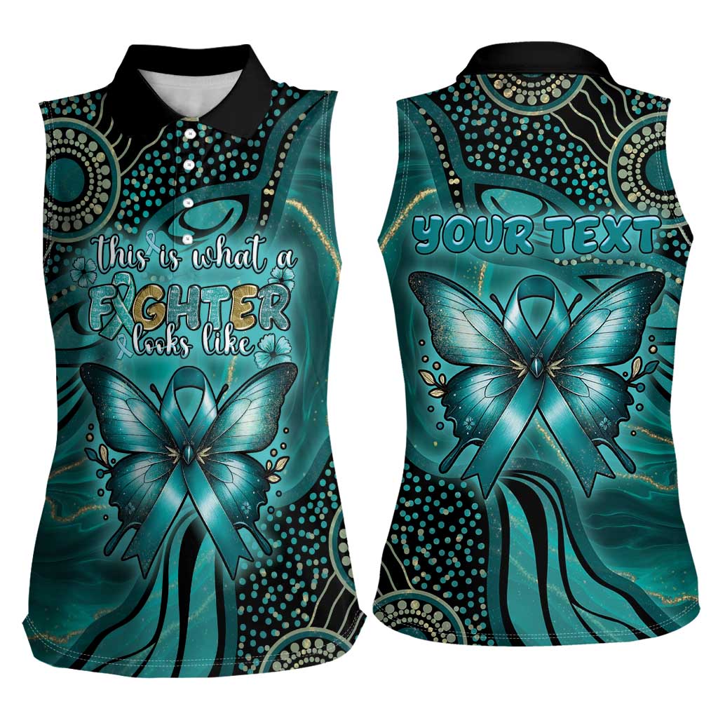Personalised Ovarian Cancer Awareness Women Sleeveless Polo Shirt This Is What A Fighter Looks Like