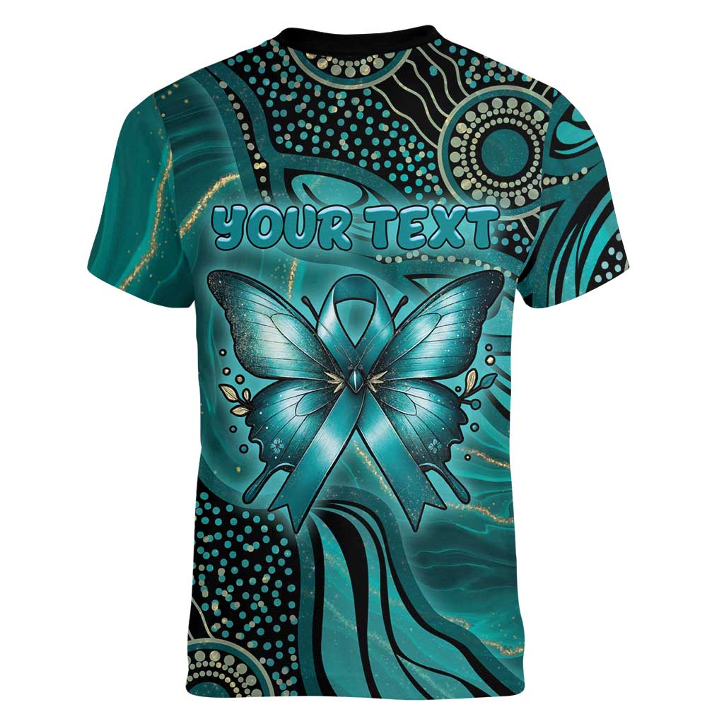Personalised Ovarian Cancer Awareness Women V-Neck T-Shirt This Is What A Fighter Looks Like