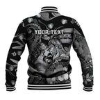 Personalised Maori Romantic Valentine Baseball Jacket The Hongi Kiss Black Galaxy