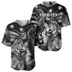 Personalised Maori Romantic Valentine Baseball Jersey The Hongi Kiss Black Galaxy