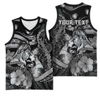 Personalised Maori Romantic Valentine Basketball Jersey The Hongi Kiss Black Galaxy