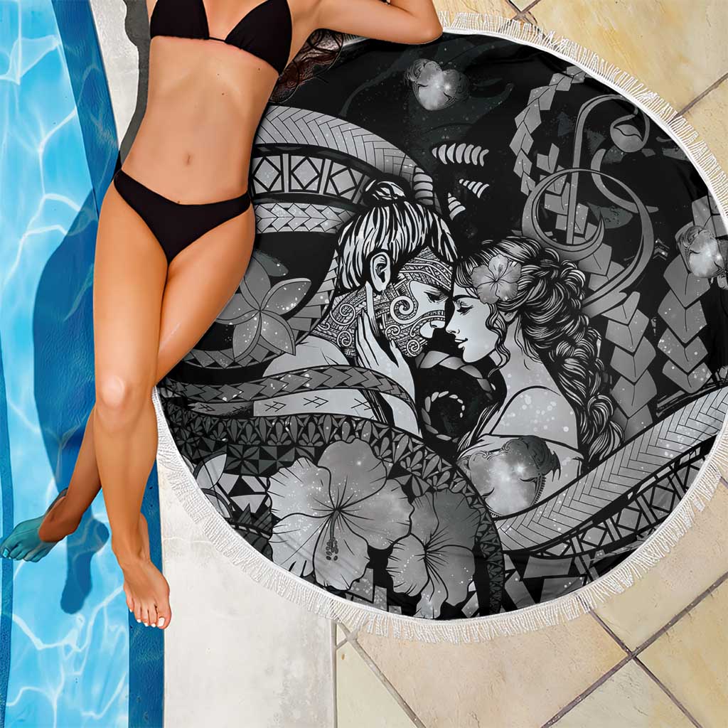Maori Romantic Valentine Beach Blanket The Hongi Kiss Black Galaxy