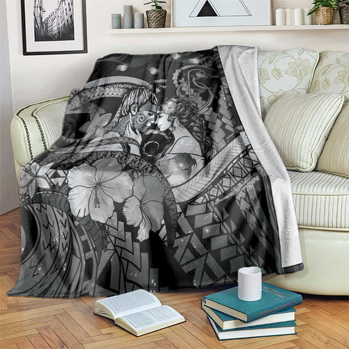 Maori Romantic Valentine Blanket The Hongi Kiss Black Galaxy