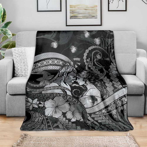 Maori Romantic Valentine Blanket The Hongi Kiss Black Galaxy