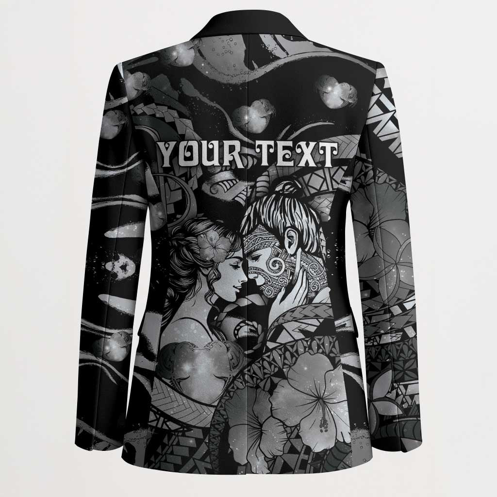 Personalised Maori Romantic Valentine Blazer The Hongi Kiss Black Galaxy