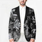 Personalised Maori Romantic Valentine Blazer The Hongi Kiss Black Galaxy