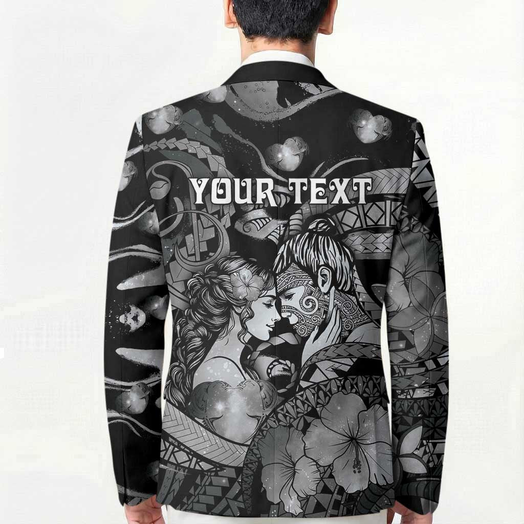 Personalised Maori Romantic Valentine Blazer The Hongi Kiss Black Galaxy