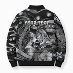 Personalised Maori Romantic Valentine Bomber Puffer Jacket The Hongi Kiss Black Galaxy