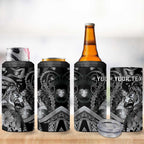 Personalised Maori Romantic Valentine 4 in 1 Can Cooler Tumbler The Hongi Kiss Black Galaxy