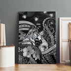 Maori Romantic Valentine Canvas Wall Art The Hongi Kiss Black Galaxy