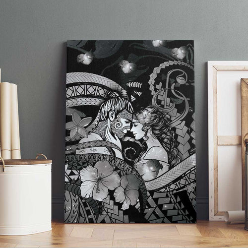Maori Romantic Valentine Canvas Wall Art The Hongi Kiss Black Galaxy
