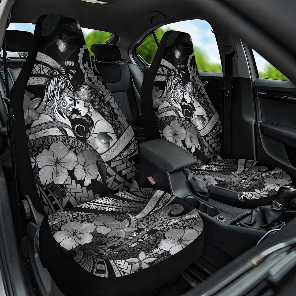 Maori Romantic Valentine Car Seat Cover The Hongi Kiss Black Galaxy