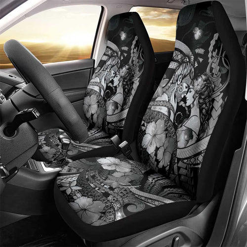 Maori Romantic Valentine Car Seat Cover The Hongi Kiss Black Galaxy