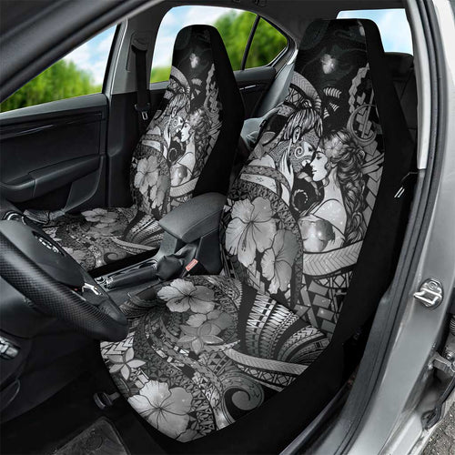 Maori Romantic Valentine Car Seat Cover The Hongi Kiss Black Galaxy