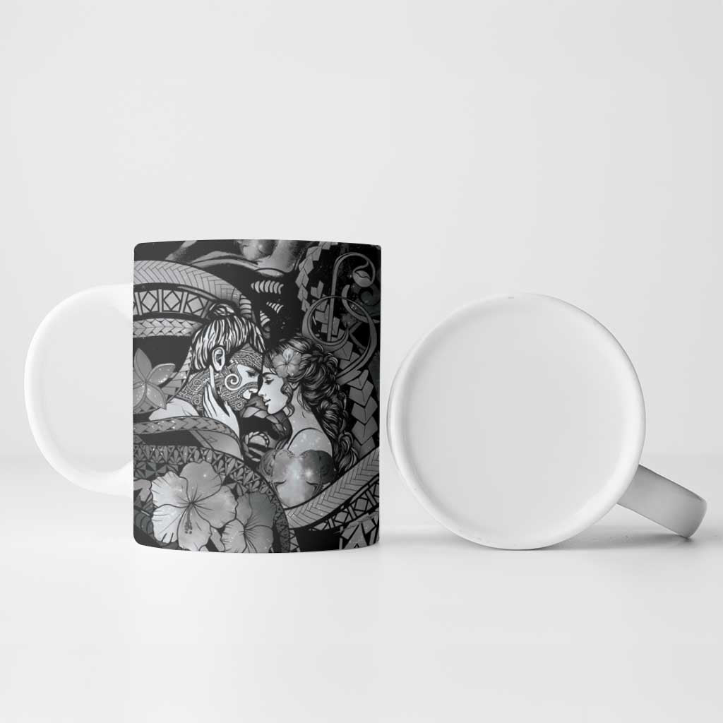 Personalised Maori Romantic Valentine Ceramic Mug The Hongi Kiss Black Galaxy