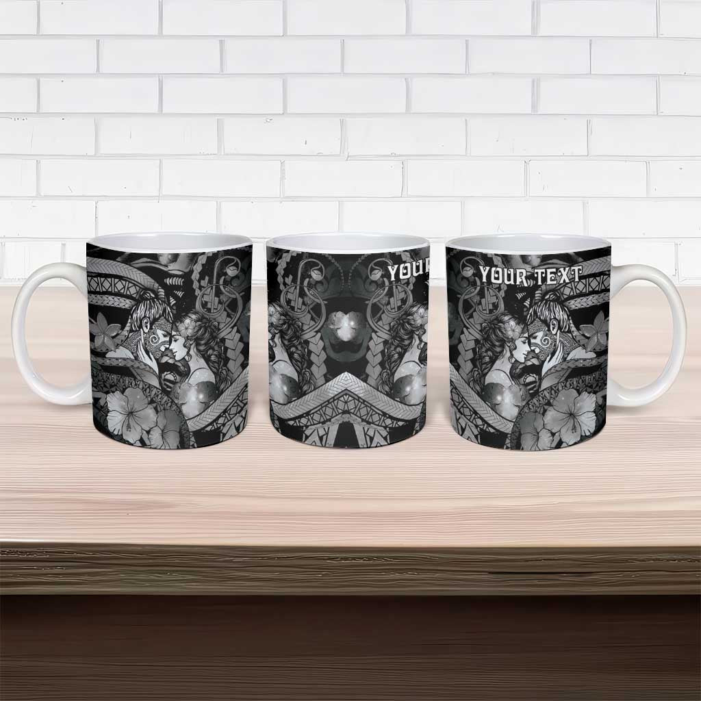 Personalised Maori Romantic Valentine Ceramic Mug The Hongi Kiss Black Galaxy