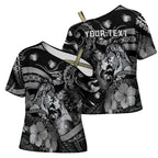 Personalised Maori Romantic Valentine Cross Shoulder Shirt The Hongi Kiss Black Galaxy
