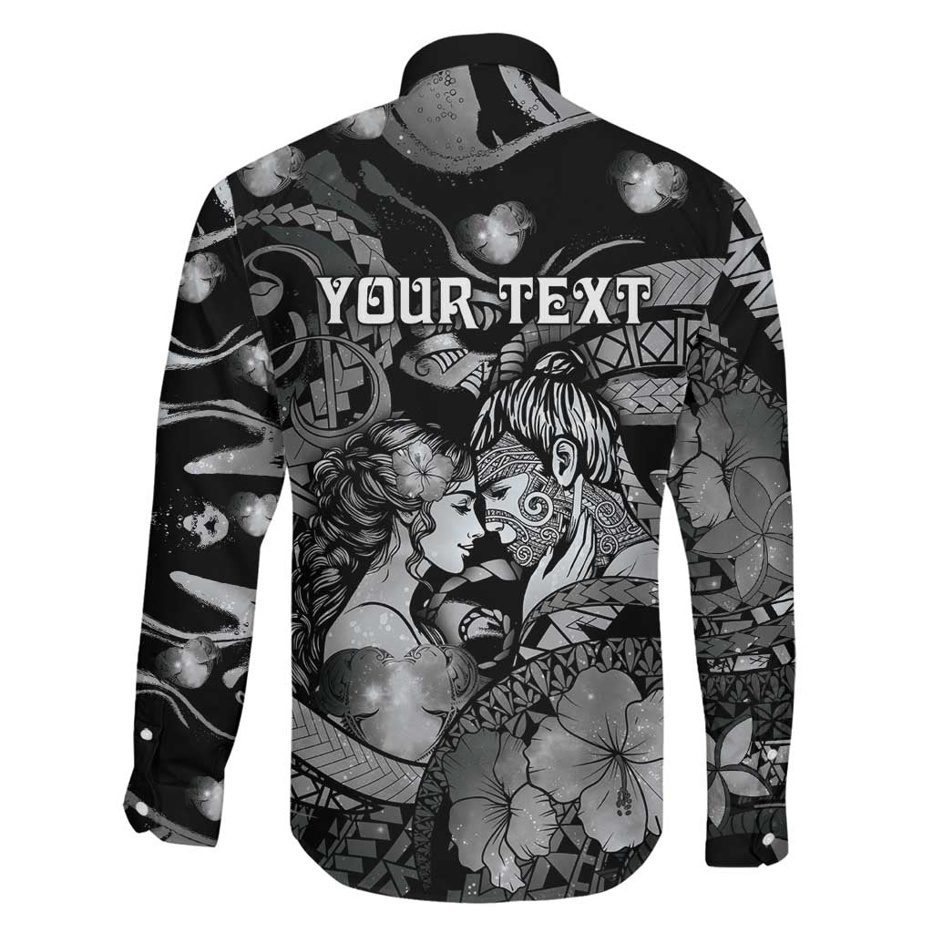 Personalised Maori Romantic Valentine Family Matching Mermaid Dress and Hawaiian Shirt The Hongi Kiss Black Galaxy