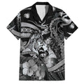 Personalised Maori Romantic Valentine Family Matching Off Shoulder Maxi Dress and Hawaiian Shirt The Hongi Kiss Black Galaxy