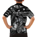 Personalised Maori Romantic Valentine Family Matching Off Shoulder Short Dress and Hawaiian Shirt The Hongi Kiss Black Galaxy