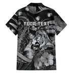 Personalised Maori Romantic Valentine Family Matching Off Shoulder Short Dress and Hawaiian Shirt The Hongi Kiss Black Galaxy