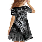 Personalised Maori Romantic Valentine Family Matching Short Sleeve Bodycon Dress and Hawaiian Shirt The Hongi Kiss Black Galaxy