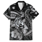 Personalised Maori Romantic Valentine Family Matching Short Sleeve Bodycon Dress and Hawaiian Shirt The Hongi Kiss Black Galaxy