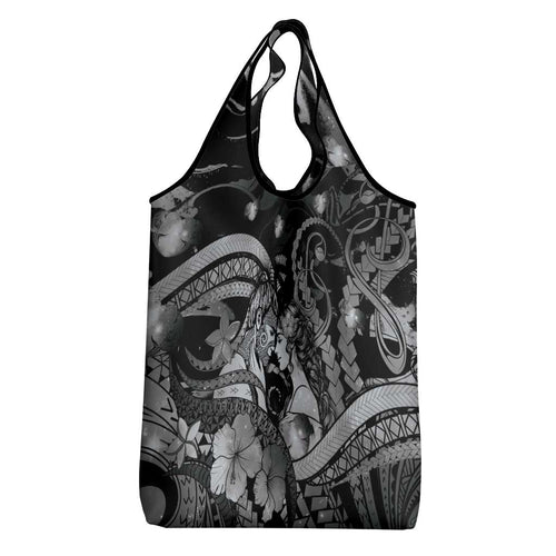 Maori Romantic Valentine Grocery Bag The Hongi Kiss Black Galaxy
