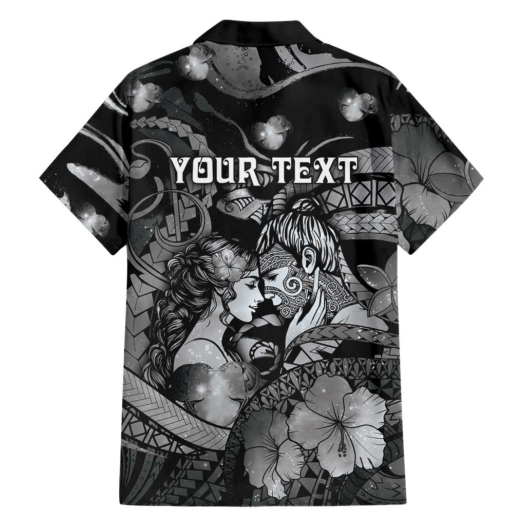 Personalised Maori Romantic Valentine Hawaiian Shirt The Hongi Kiss Black Galaxy
