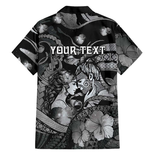 Personalised Maori Romantic Valentine Hawaiian Shirt The Hongi Kiss Black Galaxy
