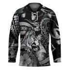 Personalised Maori Romantic Valentine Hockey Jersey The Hongi Kiss Black Galaxy