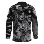 Personalised Maori Romantic Valentine Hockey Jersey The Hongi Kiss Black Galaxy