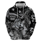 Personalised Maori Romantic Valentine Hoodie The Hongi Kiss Black Galaxy