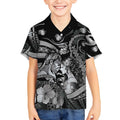 Personalised Maori Romantic Valentine Kid Hawaiian Shirt The Hongi Kiss Black Galaxy