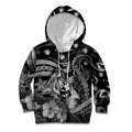 Personalised Maori Romantic Valentine Kid Hoodie The Hongi Kiss Black Galaxy