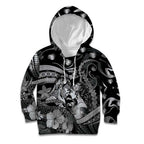 Personalised Maori Romantic Valentine Kid Hoodie The Hongi Kiss Black Galaxy