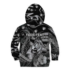 Personalised Maori Romantic Valentine Kid Hoodie The Hongi Kiss Black Galaxy