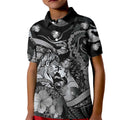 Personalised Maori Romantic Valentine Kid Polo Shirt The Hongi Kiss Black Galaxy