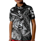 Personalised Maori Romantic Valentine Kid Polo Shirt The Hongi Kiss Black Galaxy