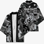 Personalised Maori Romantic Valentine Kimono The Hongi Kiss Black Galaxy