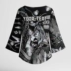 Personalised Maori Romantic Valentine Kimono Sleeve Blouse The Hongi Kiss Black Galaxy