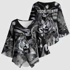 Personalised Maori Romantic Valentine Kimono Sleeve Blouse The Hongi Kiss Black Galaxy