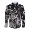 Personalised Maori Romantic Valentine Long Sleeve Button Shirt The Hongi Kiss Black Galaxy