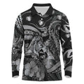 Personalised Maori Romantic Valentine Long Sleeve Polo Shirt The Hongi Kiss Black Galaxy
