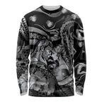 Personalised Maori Romantic Valentine Long Sleeve Shirt The Hongi Kiss Black Galaxy