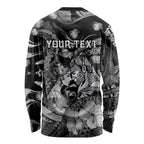 Personalised Maori Romantic Valentine Long Sleeve Shirt The Hongi Kiss Black Galaxy