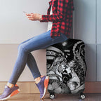 Maori Romantic Valentine Luggage Cover The Hongi Kiss Black Galaxy