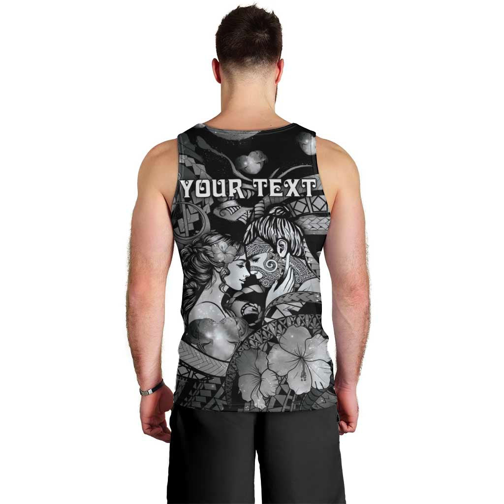 Personalised Maori Romantic Valentine Men Tank Top The Hongi Kiss Black Galaxy